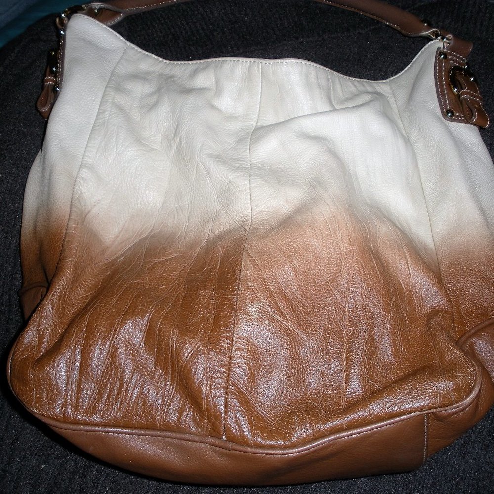 PRICE DROP! Steven Madden leather Ombre satchel- shoulder bag Sand/crème - brown - Picture 2 of 11